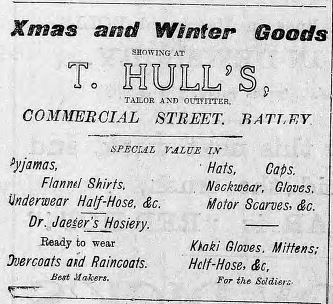 Hull's clothes 18 Dec 1915